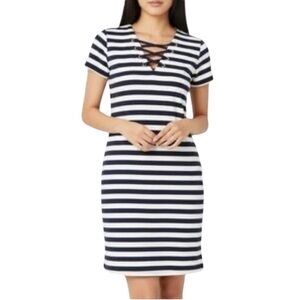 MICHAEL KORS Black and White Striped Dress Size  1X